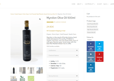 Project name : myrolion.gr - eShop / Beyond Organic Extra Virgin Olive Oil
