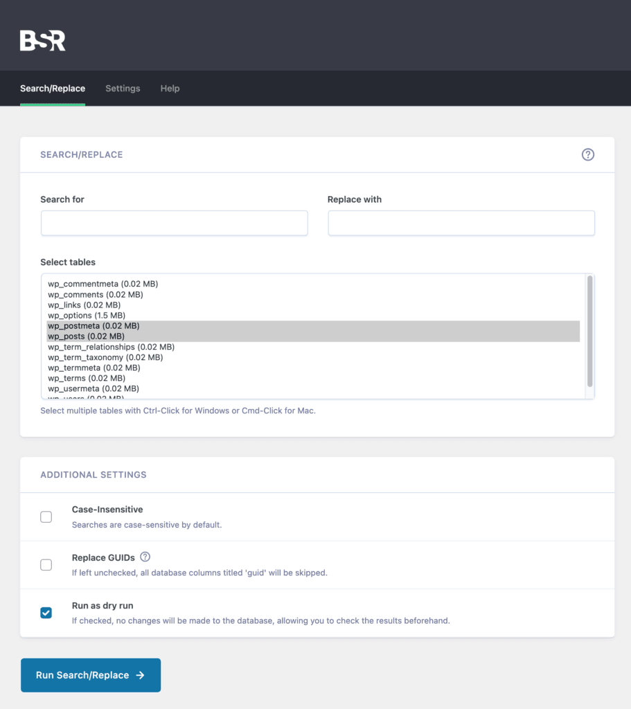 Better Search Replace WordPress Plugin