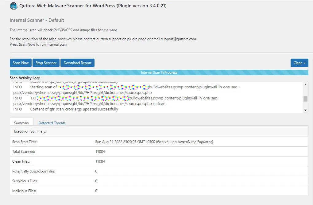 Quttera Web Malware Scanner Scanning Proccess
