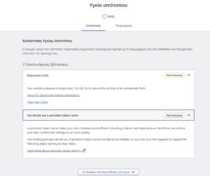 Wordpress plugin perfomance lab site health report